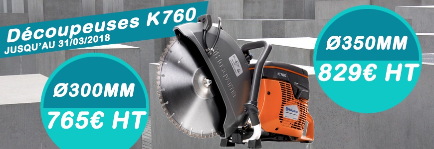 Promotion découpeuse Husqvarna K760 2018. Crdits : ©diampro.com 2011-2018